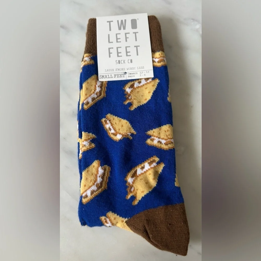 NWT TWO LEFT FEET, YO SOX. S’MORES, COUCH POTATO TROUSER SOCKS